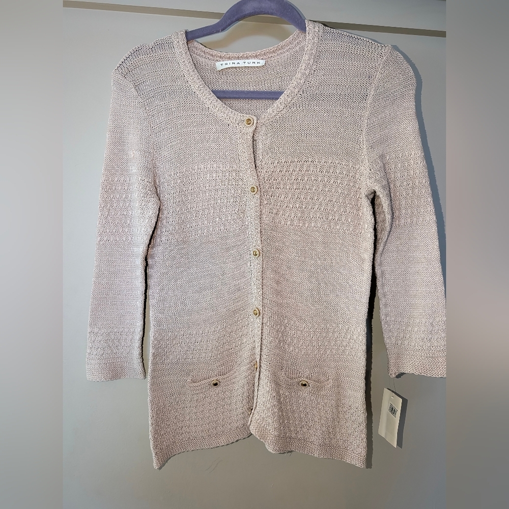 Trina Turk Cardigan Sweater Color Limestone Size M
